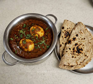 Anda Curry + Tandoori Roti (2 Pieces)