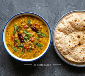 Dal Fry + Plain Chapati Roti (1 piece)