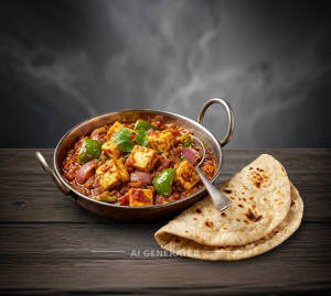 Kadhai Paneer + Tawa Roti (2 pieces)