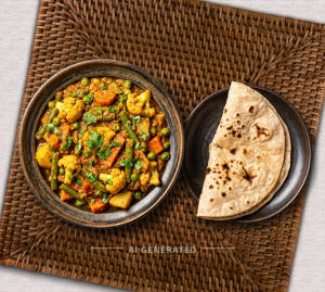 Mix Veg + Plain Roti (1 Piece)