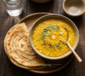Yellow Dal Fry + Lachha paratha (1 piece)
