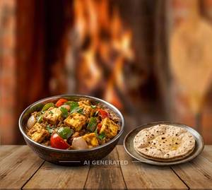 Kadai Paneer + Plain Roti (1 Piece)