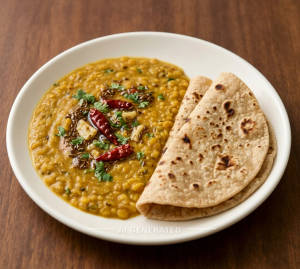 Yellow Dal Tadka + Tawa chapati (2 pieces)