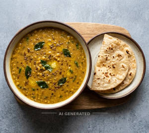 Dal Fry [Pure Desi Ghee] + Plain Roti (2 pieces)