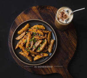 Honey Chilli Potatos + Cold Coffee