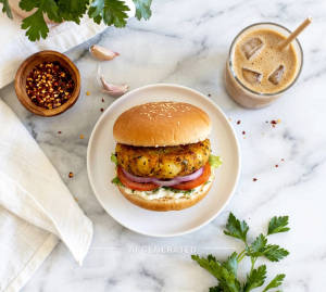 Aloo Tikki Burger + Cold Coffee