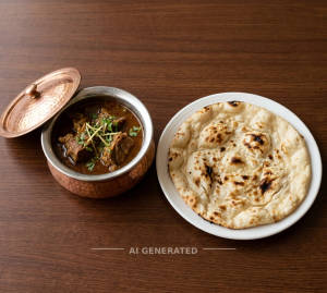 Mutton handi + Plain tandoori roti (1 piece)