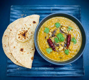 Dal Fry + Plain Tawa Roti (2 pieces)