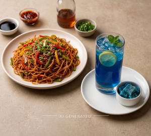 Schzwan Noodles + Blue Ocean