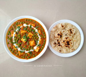 Matar Paneer + Roti (1 piece)