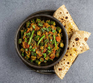 Bhindi Masala + Tawa Roti (2 pieces)