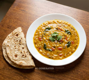 Daal Fry (1 Plate) + Plain Roti (2 Pieces)
