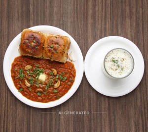 Garlic Pav Bhaji + Chaas