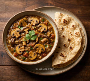 Mushroom Masala + Chapati (1 piece)