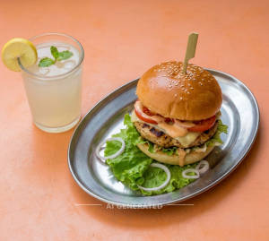 Chicken Burger + Nimbu Pani