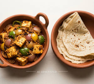 Kadai Paneer + Rumali Roti (1 piece)