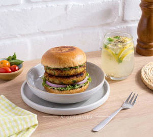 Aloo Tikki Grilled Burger + Refreshing Salted Lemonade