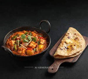 Kadai paneer + Tawa butter roti (1 piece)