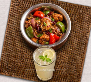 Chilly chicken + Nimbu Pani