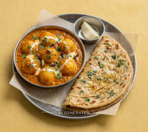 Dum Aloo Punjabi + Pudina Paratha (1 piece)