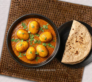 Egg Curry + Plain Roti (1 Piece)