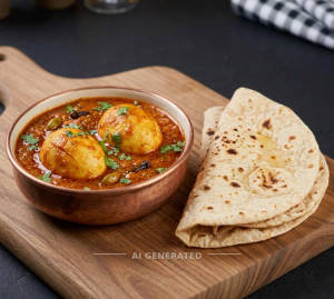 Egg Curry [2 Eggs] + Tawa Roti (2 pieces)