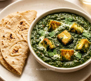 Palak Paneer + Plain Tawa Roti (2 pieces)