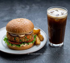 Delight burger + Cold coffee