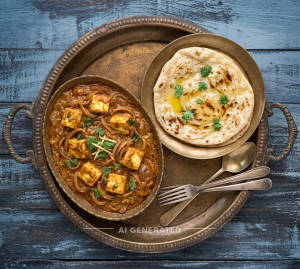 Paneer Do Pyaza (1 Plate) + Butter Roti (1 piece)