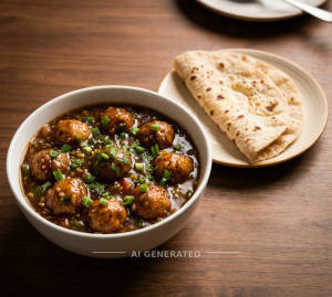 Gravy Manchurian + Tawa Roti (1 Pieces)