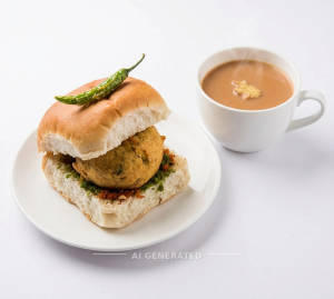 Vada Pav + Ginger Hot Tea
