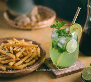French fries + Moroccan mint lime