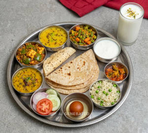 Veg Premium Thali + Lassi