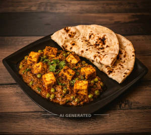 Matar Paneer Half + Tandooriroti (2 pieces)