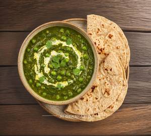 Palak Matar + Tawa Roti (2 Pieces)