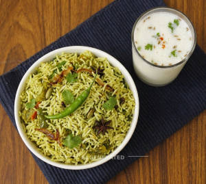 Haydrabadi Biryani [Green] + Butter Milk