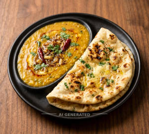 Dal fry + Tandoori butter roti (1 piece)