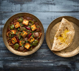Paneer Kadai 1 Plate + Butter Roti (1 piece)