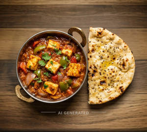 Kadai Paneer + Missi Roti (1 piece)