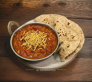 Sev Tomato Sabji [150 Grams] + Fulka Roti [2 Pieces]