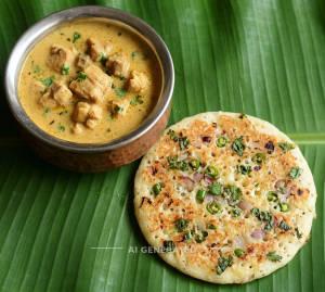 Chicken Kurma + Ghee Uttapam (1 Piece)