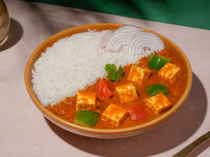 Steam Rice with Kadhai Paneer