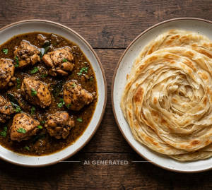 Chicken Pepper Masala Gravy + Special Parotta (1 Piece)
