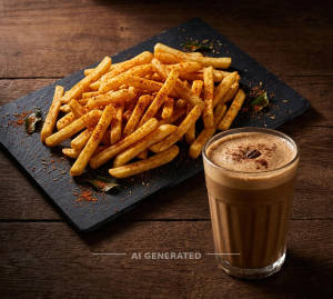 Masala french fries + Cold coffee rich