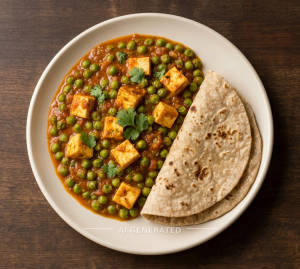 Matar Paneer + Tawa Roti (2 pieces)