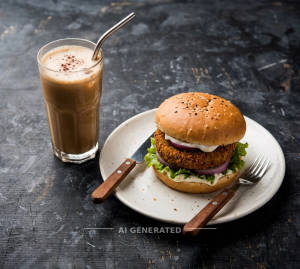 Veg Burger + Cold Coffee