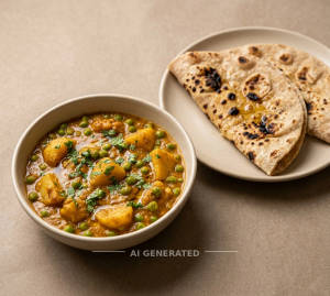 Aloo Mutter + Tandoori Roti (2 pieces)