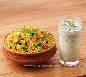 Matar Paneer Pulao + Masala Namkeen Chaas