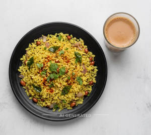 Poha 300. Gram + Tea