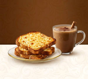 Cheese Butter Roasted Bread + Cold Coffee